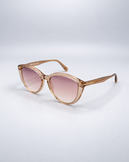 Sunglasses photographed on a pale gray studio background